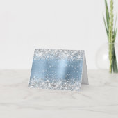 きらびやかなシルバーとライトブルーフォイル40th誕生日 サンキューカード (裏面)