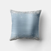 きらびやかなシルバーとライトブルーモノグラムの クッション (裏面)