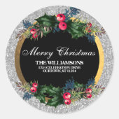 きらびやかなシルバーと金ゴールドファミリーの住所 ラウンドシール (正面)