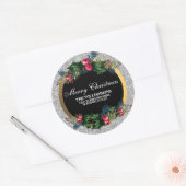 きらびやかなシルバーと金ゴールドファミリーの住所 ラウンドシール (封筒)