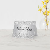 きらびやかなシルバーのグラデーションありがとう カード (黄色い花)