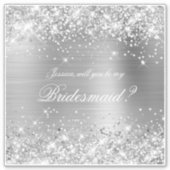 きらびやかなシルバーの花嫁の提案ギフトボックス シール (正面)