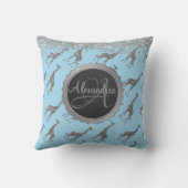 きらびやかなシルバーキリンパーソナライズされたオンブルー クッション (裏面)