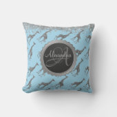 きらびやかなシルバーキリンパーソナライズされたオンブルー クッション (正面)