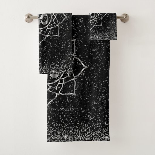 きらびやかなシルバースターズOMロータマンダラオンブラック バスタオルセット (インサイチュ)