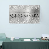 きらびやかなシルバーフォイルキンセアニェラオールキャップスウェルカム 横断幕 (トレードショー)