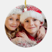 きらびやかなシルバーメリークリスマスファミリーフォト セラミックオーナメント (裏面)