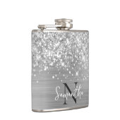 きらびやかなシルバーモノグラムのグーム フラスク (右)