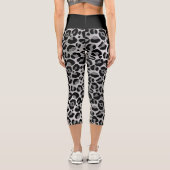 きらびやかなシルバーレオパードパーソナライズされたサファリ カプリレギンス (裏面)