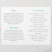 きらびやかなシルバー&ブルーバルミツワー折畳みプログラム チラシ (裏面)