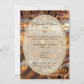 きらびやかなシルバー&金ゴールドミュージックノート60誕生日 招待状 (裏面)