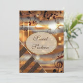 きらびやかなシルバー&金ゴールドミュージックノートSweet 16 招待状 (スタンド正面)