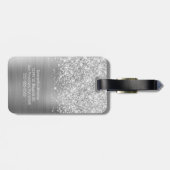 きらびやかなシルバーGlamスクリプト名 ラゲッジタグ (裏面横)