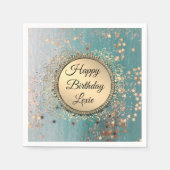 きらびやかなスターダストオンブルーティール（緑がかった色） スタンダードカクテルナプキン (正面)