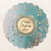 きらびやかなスターダストオンブルーティール(緑がかった色) ペーパーコースター (正面)