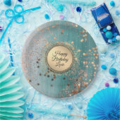 きらびやかなスターダストオンブルーティール（緑がかった色） ペーパープレート (パーティー)