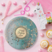 きらびやかなスターダストオンブルーティール(緑がかった色) ペーパープレート (パーティー)