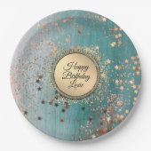 きらびやかなスターダストオンブルーティール(緑がかった色) ペーパープレート (正面)