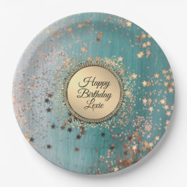 きらびやかなスターダストオンブルーティール（緑がかった色） ペーパープレート