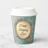 きらびやかなスターダストオンブルーティール（緑がかった色） 紙コップ (正面)