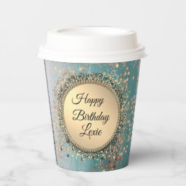 きらびやかなスターダストオンブルーティール（緑がかった色） 紙コップ