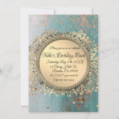 きらびやかなスターダストオンブルーパーソナライズされた誕生日 招待状 (正面)