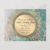 きらびやかなスターダストオンブルーパーソナライズされた誕生日 案内ポストカード (正面)