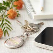 きらびやかなゼブラ印刷オンピンク赤面 パーソナライズされた キーホルダー (側面)