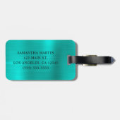きらびやかなターコイズフォイルファンシーモノグラム ラゲッジタグ (裏面横)