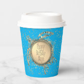 きらびやかなタートルオンブルー誕生日カスタマイズ 紙コップ (正面)