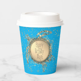 きらびやかなタートルオンブルー誕生日カスタマイズ 紙コップ