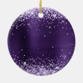 きらびやかなダークバイオレットパープルフォイル80誕生日 セラミックオーナメント (裏面)