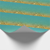 きらびやかなティール（緑がかった色）の青および金ゴールド水さざ波 ラッピングペーパー (角)