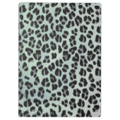 きらびやかなティール(緑がかった色)トロピカルヒョウパーソナライズされたプリント クリップボード (裏面)