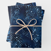 きらびやかなネイビーブルークリスマスホリデー ラッピングペーパーシート (インサイチュ)