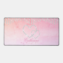 きらびやかなハート素朴ピンク デスクマット