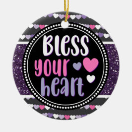 きらびやかなハート紫賛美お前のハートクリスマス セラミックオーナメント