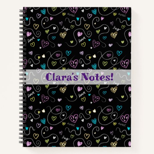 きらびやかなハート-フェイクグリッターパターン ノートブック (正面)