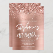 きらびやかなバラゴールドはっきりしたフォイル21歳の誕生日 招待状 (正面/裏面)