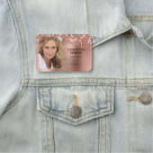 きらびやかなバラゴールドフォイルのロゴと写真 名札 (インサイチュ)