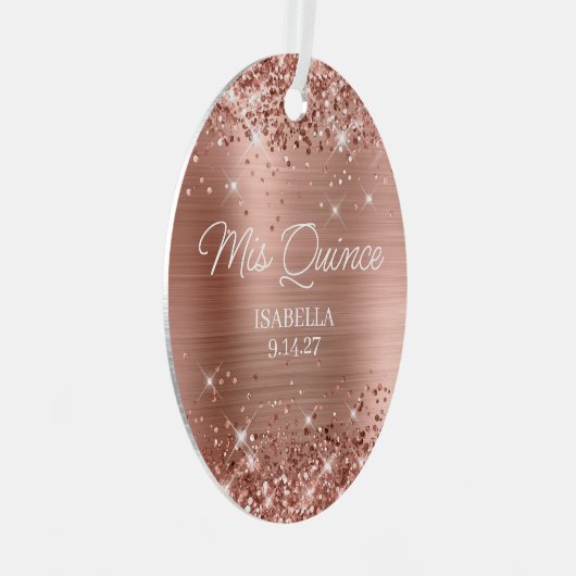 きらびやかなバラゴールドフォイルキンセアニラドレスフォト メタルオーナメント (正面右)