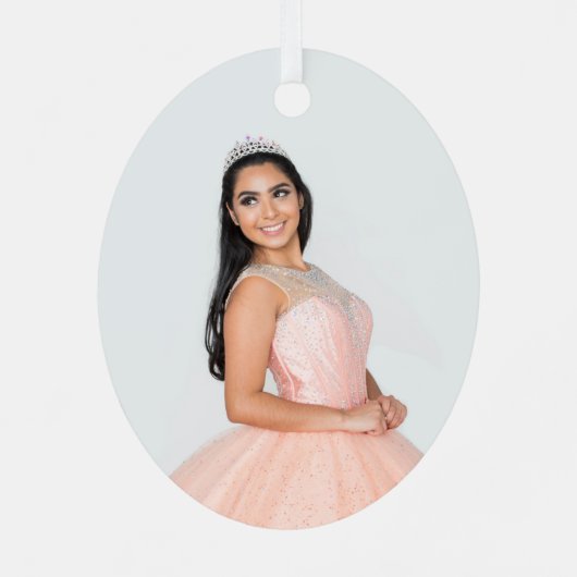 きらびやかなバラゴールドフォイルキンセアニラドレスフォト メタルオーナメント (裏面)