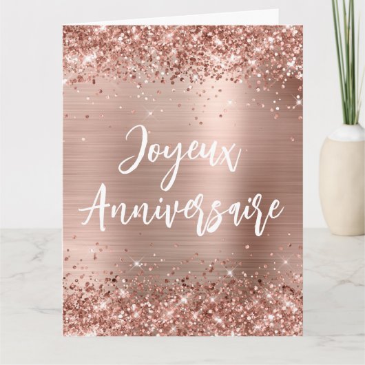 きらびやかなバラゴールドフォイルビッグジュユー記念日 カード (正面)