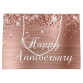 きらびやかなバラゴールドフォイルファンシーハッピーアニバーサリー ラージペーパーバッグ (正面)