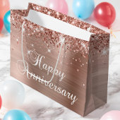 きらびやかなバラゴールドフォイルファンシーハッピーアニバーサリー ラージペーパーバッグ