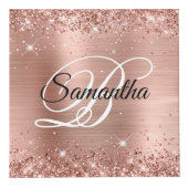 きらびやかなバラゴールドフォイルファンシーモノグラム フォトキューブ (正面)