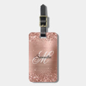 きらびやかなバラゴールドフォイルファンシーモノグラム ラゲッジタグ (正面縦)