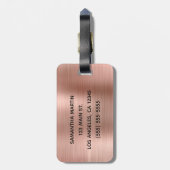 きらびやかなバラゴールドフォイルファンシーモノグラム ラゲッジタグ (裏面縦)