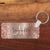 きらびやかなバラゴールドフォイルモノグラムスキニー水平 キーホルダー (正面)