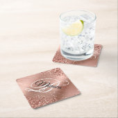 きらびやかなバラゴールドフォイルモノグラムファンシーダイヤモンド ペーパーコースター (インサイチュ)